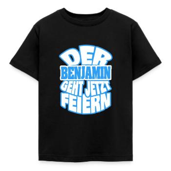 Benjamin - Kinder T-Shirt - Schwarz - Vorne - AI Model Kid Female (0cm)