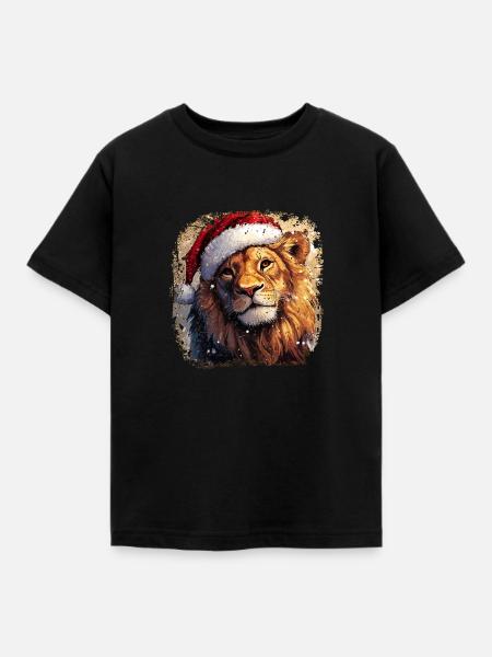 Lion Christmas / Santa Claus Lion - Kids' T-Shirt - black