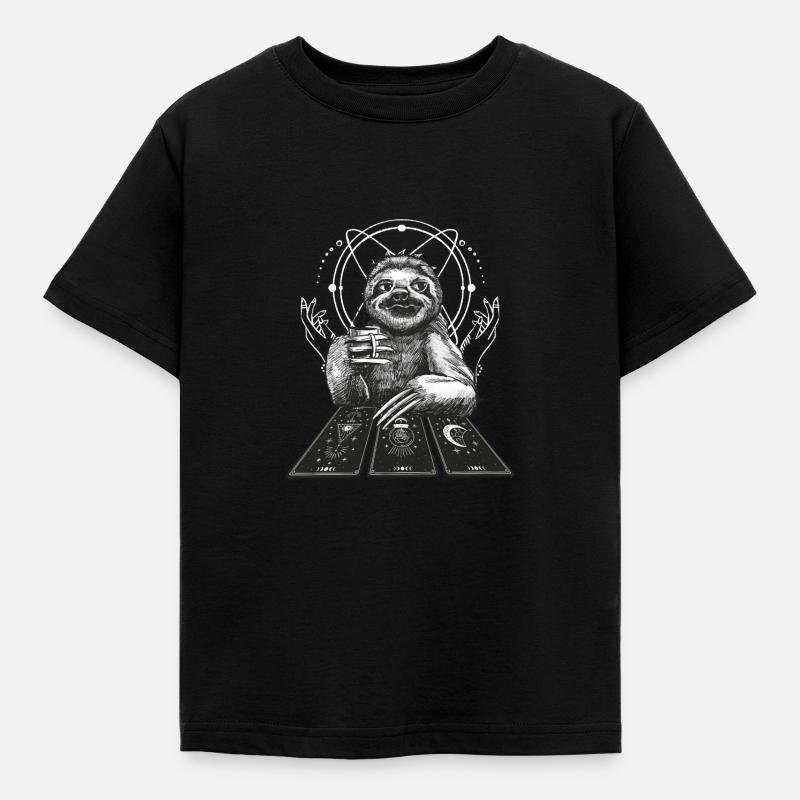 Sloth Tarot Card Reader Cool Tarot Cartomancy - Kinder T-Shirt - Schwarz