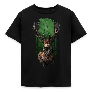Königlicher Hirsch - Kinder T-Shirt - Schwarz - Vorne - AI Model Kid Female (0cm)