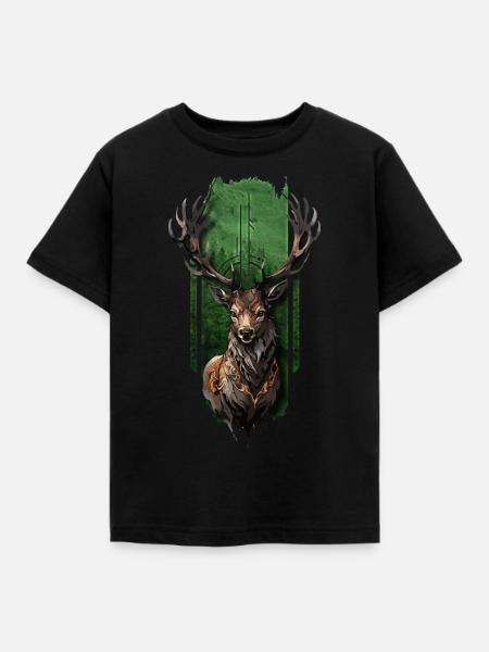 Königlicher Hirsch - Kinder T-Shirt - Schwarz