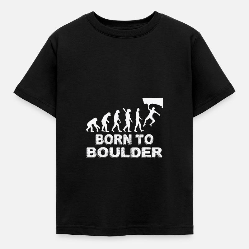 bouldering; évolution; rocher; Sport; grimper - T-shirt Enfant - noir