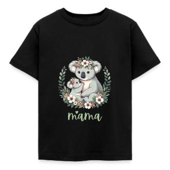 Maman Koala ours câlin I Couronne florale maman I Koala - T-shirt Enfant - noir - Devant - AI Model Kid Female (0cm)