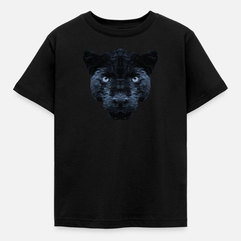 Schwarzer Panther Polygon - Kinder T-Shirt - Schwarz
