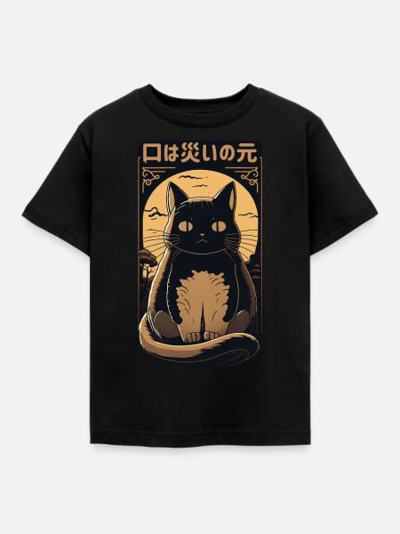 Black Cat - Kinder T-Shirt - Schwarz