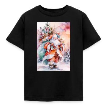 Noël Aquarelle: Santa et Paquets - T-shirt Enfant - noir - Devant - AI Model Kid Female (0cm)