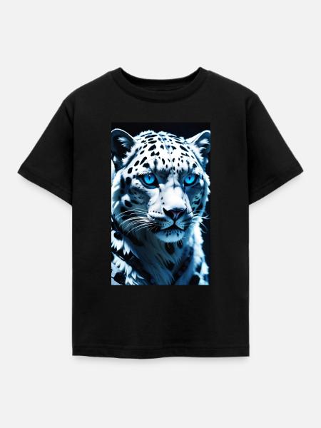 Schneeleopard | Leopard | Raubtier - Kinder T-Shirt - Schwarz