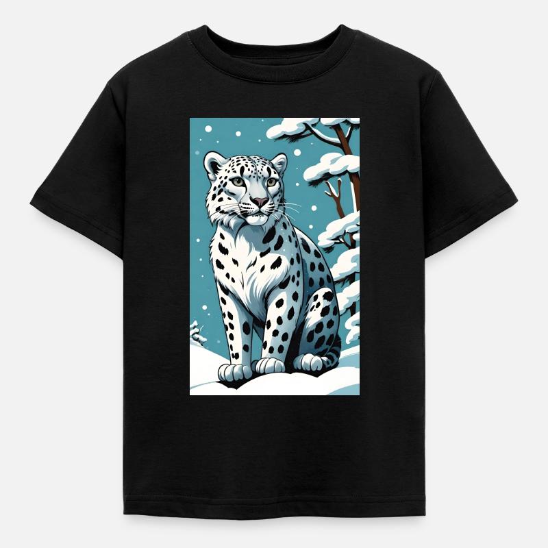 Schneeleopard | Leopard | Raubtier - Kinder T-Shirt - Schwarz