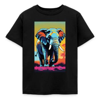 Elephant | Wild Animal | Africa | Children's motifs - Kids' T-Shirt - black - Front - AI Model Kid Female (0cm)
