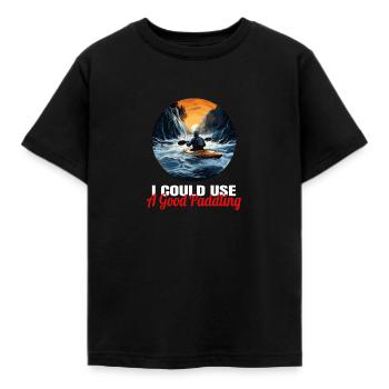 Kajakfahren, Kajakfahren, Paddeln, Paddeln - Kinder T-Shirt - Schwarz - Vorne - AI Model Kid Female (0cm)