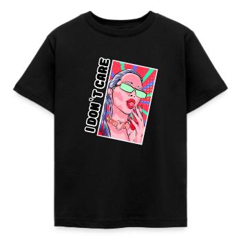 JE M’EN FOUS - T-shirt Enfant - noir - Devant - AI Model Kid Female (0cm)