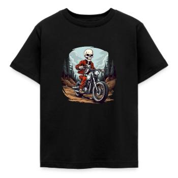 Skelett Motorradfahrer / Motorrad Skelette - Kinder T-Shirt - Schwarz - Vorne - AI Model Kid Female (0cm)