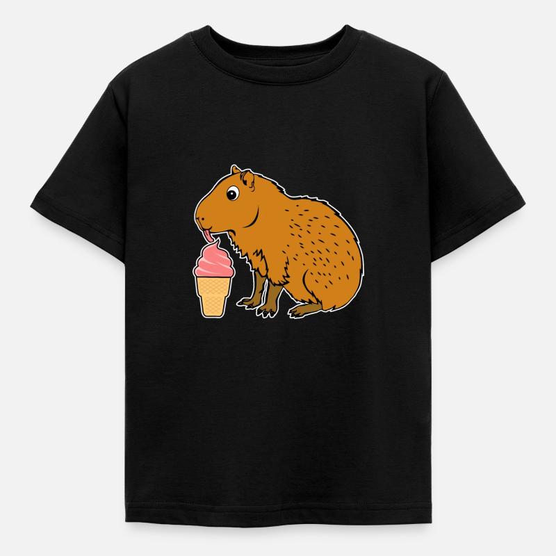 Capybara Eiscreme - Kinder T-Shirt - Schwarz
