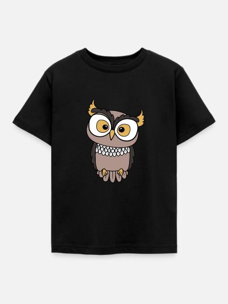 Eule - Kinder T-Shirt - Schwarz