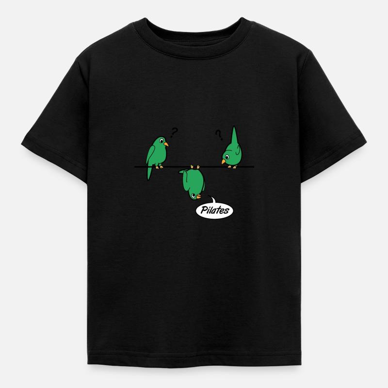 Pilates Wellensittich Papagei - Kinder T-Shirt - Schwarz