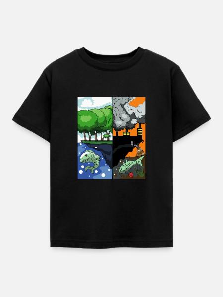 Umwelt Nachhaltig - Kinder T-Shirt - Schwarz