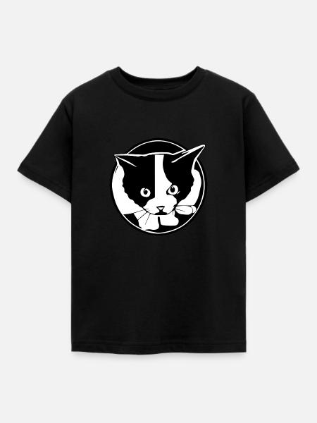 Schwarz-weiße Katze - Kinder T-Shirt - Schwarz