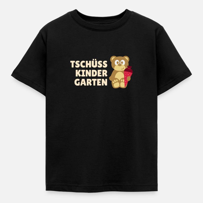 Teddy Tschüss Kindergarten - Kinder T-Shirt - Schwarz