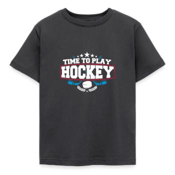 Time to play hockey - Kids' T-Shirt - dark grey - Front - AI Model Kid Female (0cm)