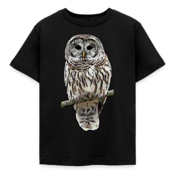 Eulen eule Vogel tiermotiv Aufdruck - Kinder T-Shirt - Schwarz - Vorne - AI Model Kid Female (0cm)