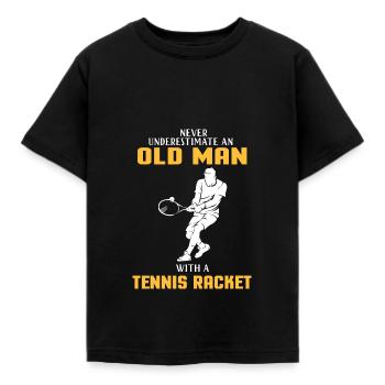 Tennis Racket Geschenkidee Tennisspiel Tennisball - Kinder T-Shirt - Schwarz - Vorne - AI Model Kid Female (0cm)