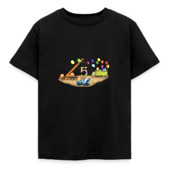 5 Geburtstag Baustelle Kran Betonmischer - Kinder T-Shirt - Schwarz - Vorne - AI Model Kid Female (0cm)