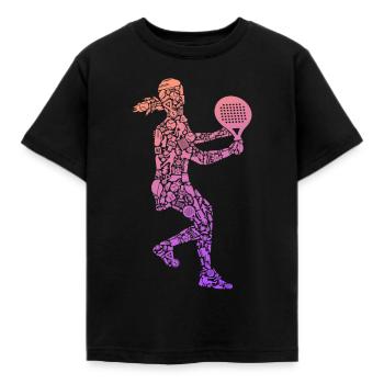 Padel Tennis Padel Girls Women Padel - Kids' T-Shirt - black - Front - AI Model Kid Female (0cm)