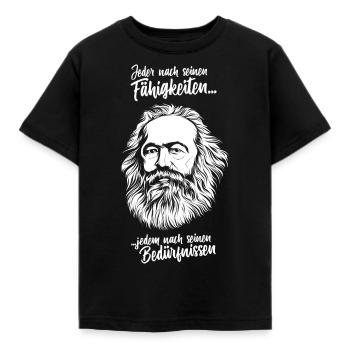 Karl Marx: Tout le monde selon ses capacités ... (blanc) - T-shirt Enfant - noir - Devant - AI Model Kid Female (0cm)