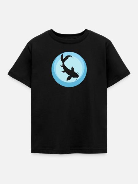 Koi Fisch Fischkopf - Kinder T-Shirt - Schwarz