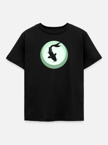 Koi Fisch Fischer - Kinder T-Shirt - Schwarz