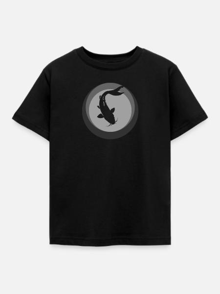 Koi Fisch Fischen - Kinder T-Shirt - Schwarz