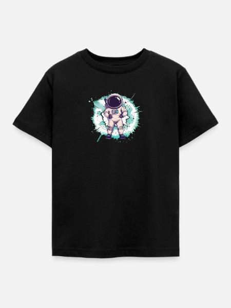 Astronaut Spaceman Raumschiff - Kinder T-Shirt - Schwarz