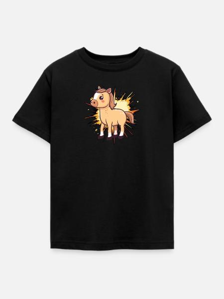 Pferde Pferdekopf - Kinder T-Shirt - Schwarz