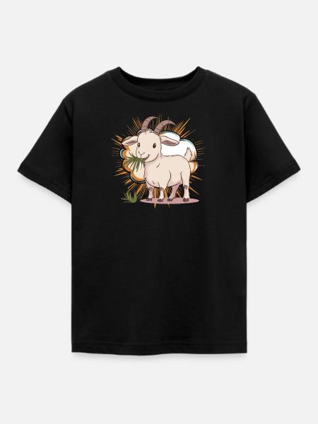 Ziege Ziegenbock Steinbock - Kinder T-Shirt - Schwarz