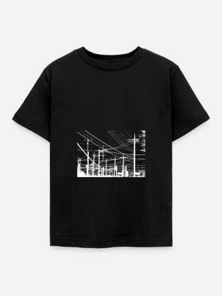 Strommast - Kinder T-Shirt - Schwarz