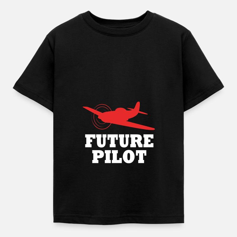 Pilot Flugzeug - Kinder T-Shirt - Schwarz
