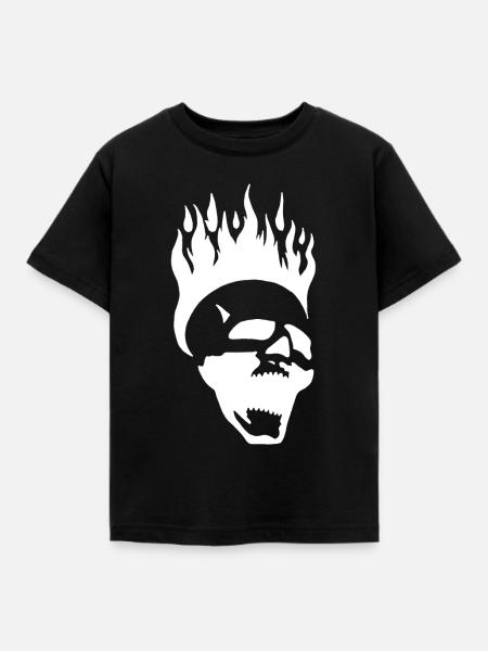 Flammender schreiender Schädel (weiß) - Kinder T-Shirt - Schwarz