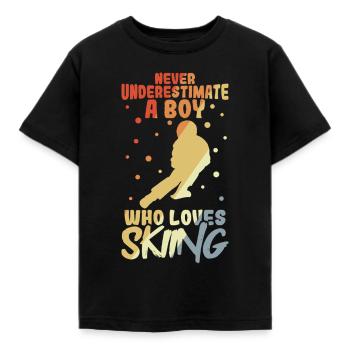 Lustiger Skijunge - Kinder T-Shirt - Schwarz - Vorne - AI Model Kid Female (0cm)