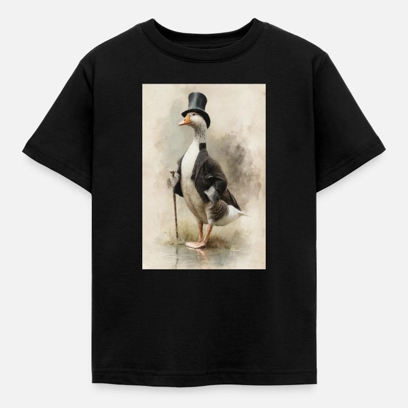 Gentleman Goose con cappello a cilindro - Maglietta per bambini - nero