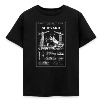 Shipyard Cranes & Ship - Kids' T-Shirt - black - Front - AI Model Kid Female (0cm)
