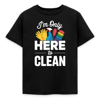 Reinigung Reinigungskraftz Hier Um Zu Putzen - Kinder T-Shirt - Schwarz - Vorne - AI Model Kid Female (0cm)