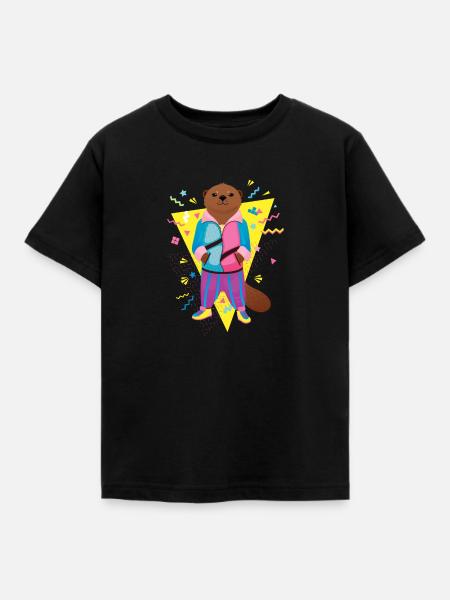 Cool 80's Otter - Kinder T-Shirt - Schwarz