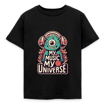 Monstre musicien, ma musique, mon univers - T-shirt Enfant - noir - Devant - AI Model Kid Female (0cm)