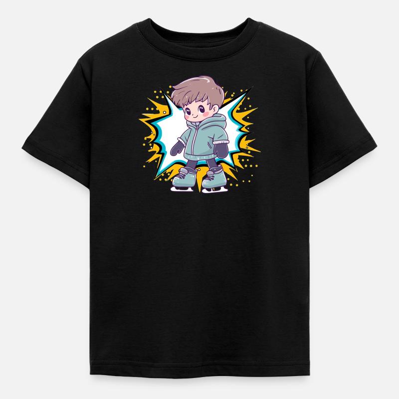 Eislauf Iceskating - Kinder T-Shirt - Schwarz
