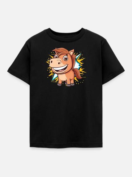 Pferde Ponyhof - Kinder T-Shirt - Schwarz