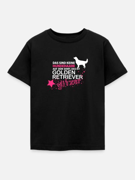Golden Retriever Glitzer - Kinder T-Shirt - Schwarz