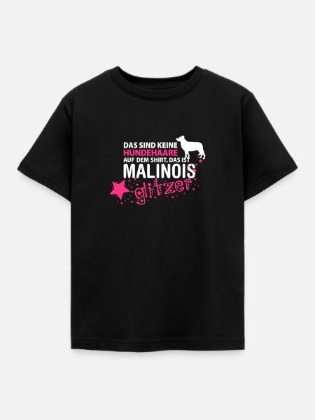 Malinois Glitzer - Kinder T-Shirt - Schwarz