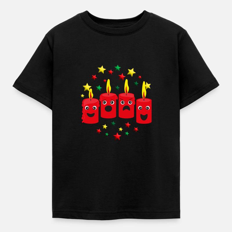 4. Adventskerzen mit Sternen. - Kinder T-Shirt - Schwarz