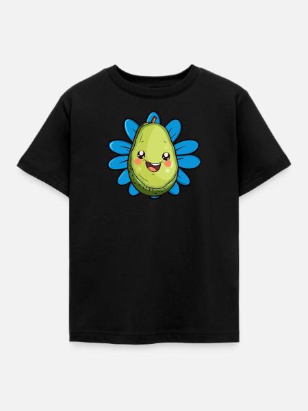 Avocado Veganer Öko - Kinder T-Shirt - Schwarz