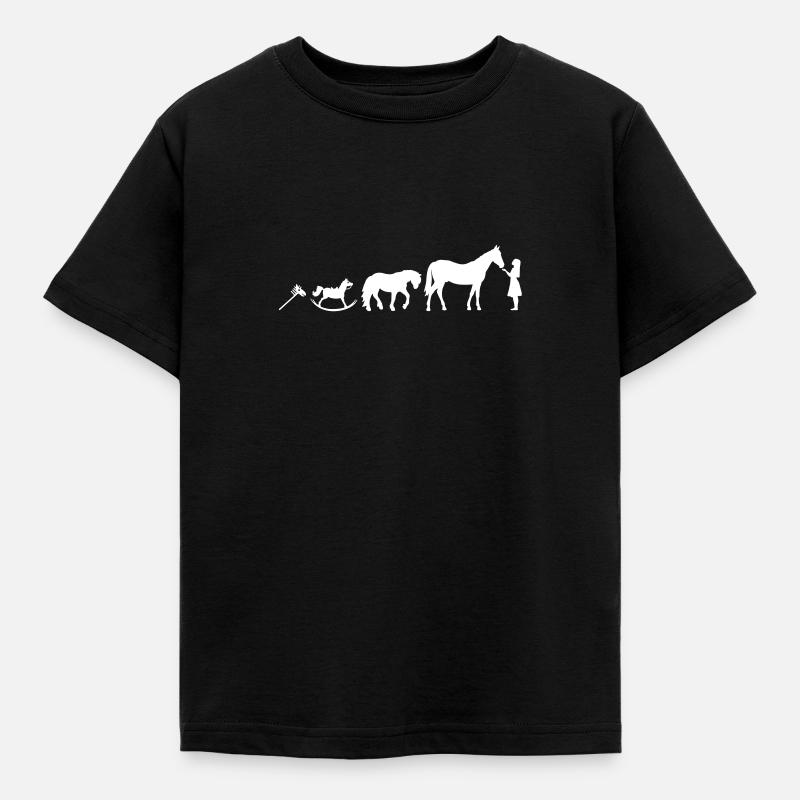 Evolution Pferdemädchen - Farbwechsel - Kinder T-Shirt - Schwarz